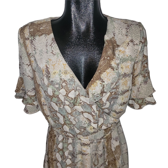 Dex Snake Print Faux Wrap Dress M - Picture 2 of 7